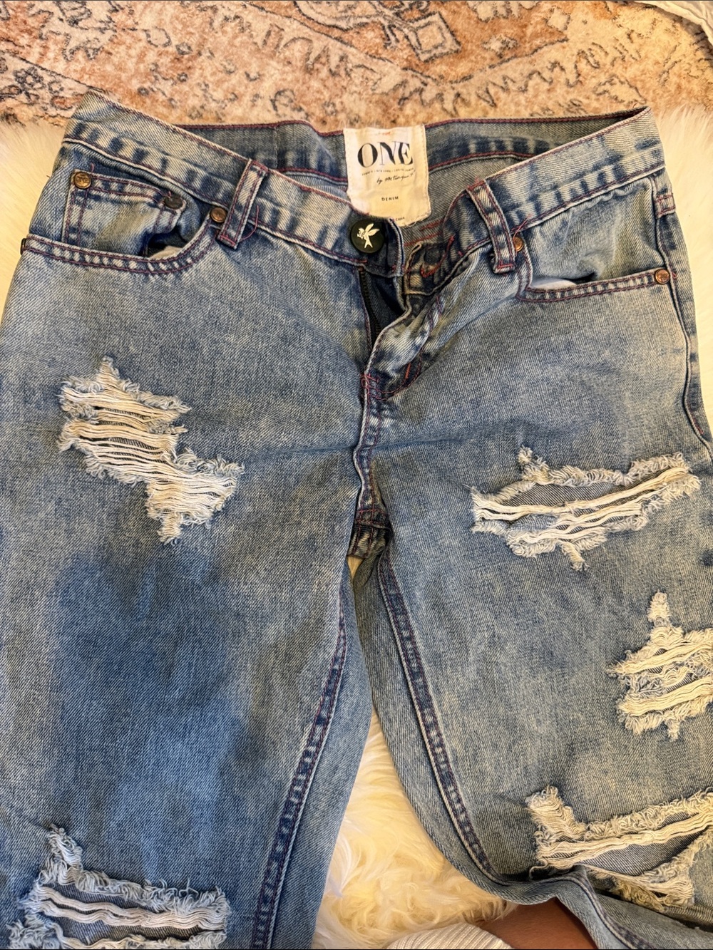 ONE by One Teaspoon Distressed Light Wash Jeans